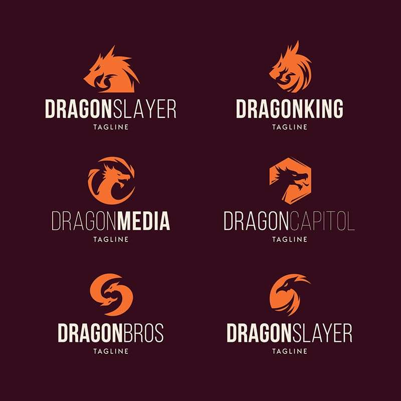 36个龙形LOGO标志矢量模板，AI源文件 图标素材 sucaiwan.com