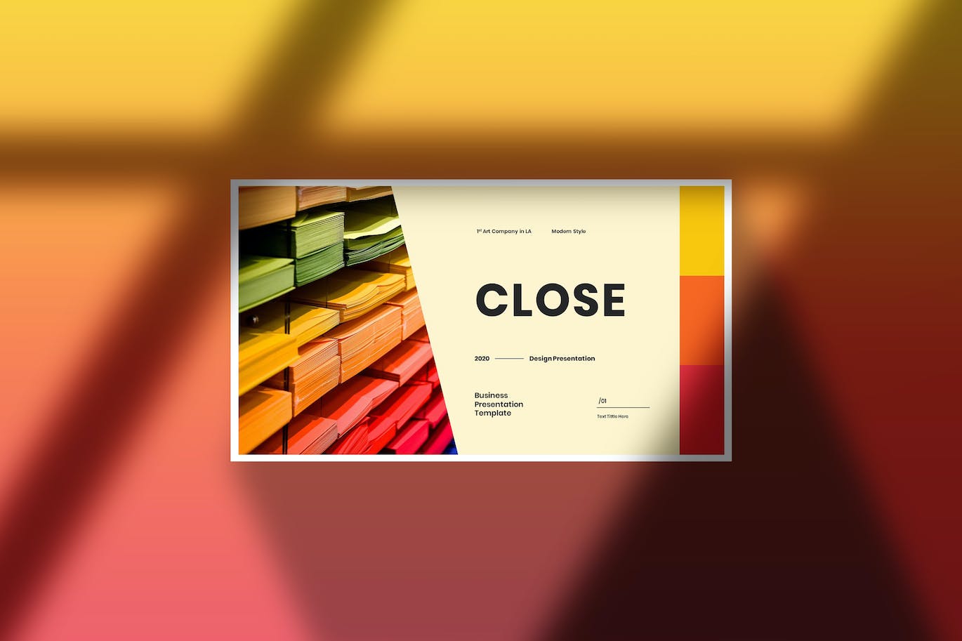多彩作品集演示PPT幻灯片设计模板 Close – Business Presentation PowerPoint Template 幻灯图表 sucaiwan.com