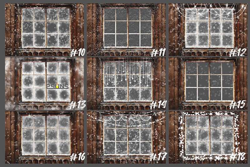 20个圣诞窗框合成叠加素材PNG 图片素材 sucaiwan.com