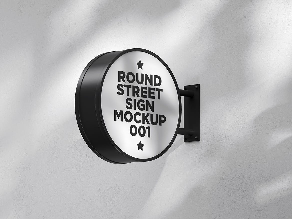 圆形街道标志招牌样机v1 Round Street Sign Mockup 001 样机素材 sucaiwan.com