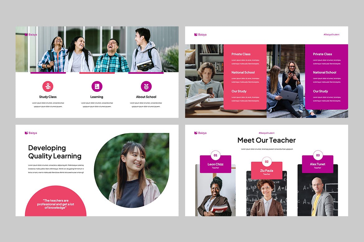 教育方式交流PPT模板下载 BAIZYA – Education Powerpoint 幻灯图表 sucaiwan.com