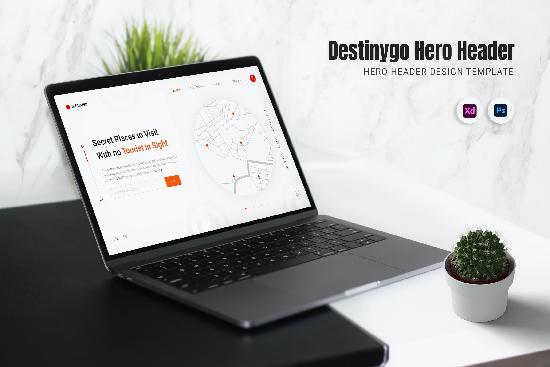 设计师网站巨无霸Header设计模板 Destinygo Hero Header 设计素材 sucaiwan.com