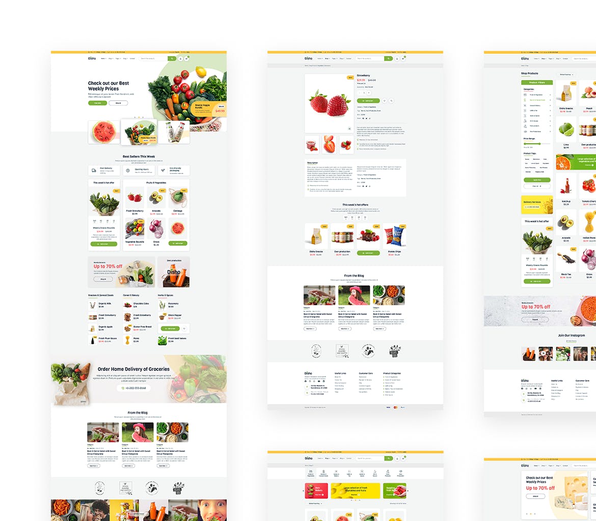 现代杂货店网站模板 Grocery Store Template APP UI sucaiwan.com