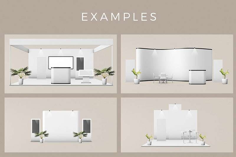 前台展厅接待台展位设计样机模板PSD 样机素材 sucaiwan.com