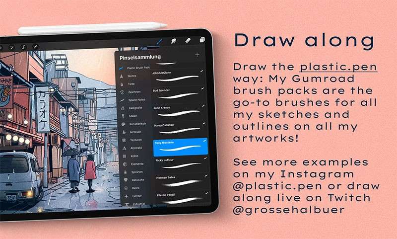 10个Procreate混合画笔 笔刷资源 sucaiwan.com