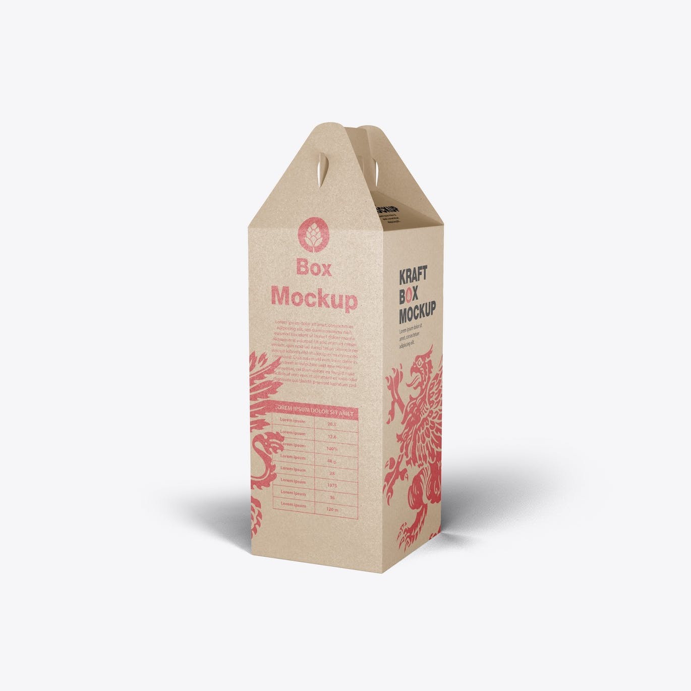 带把手的牛皮纸盒设计样机模板 Set Kraft Box with Handles Mockup APP UI sucaiwan.com