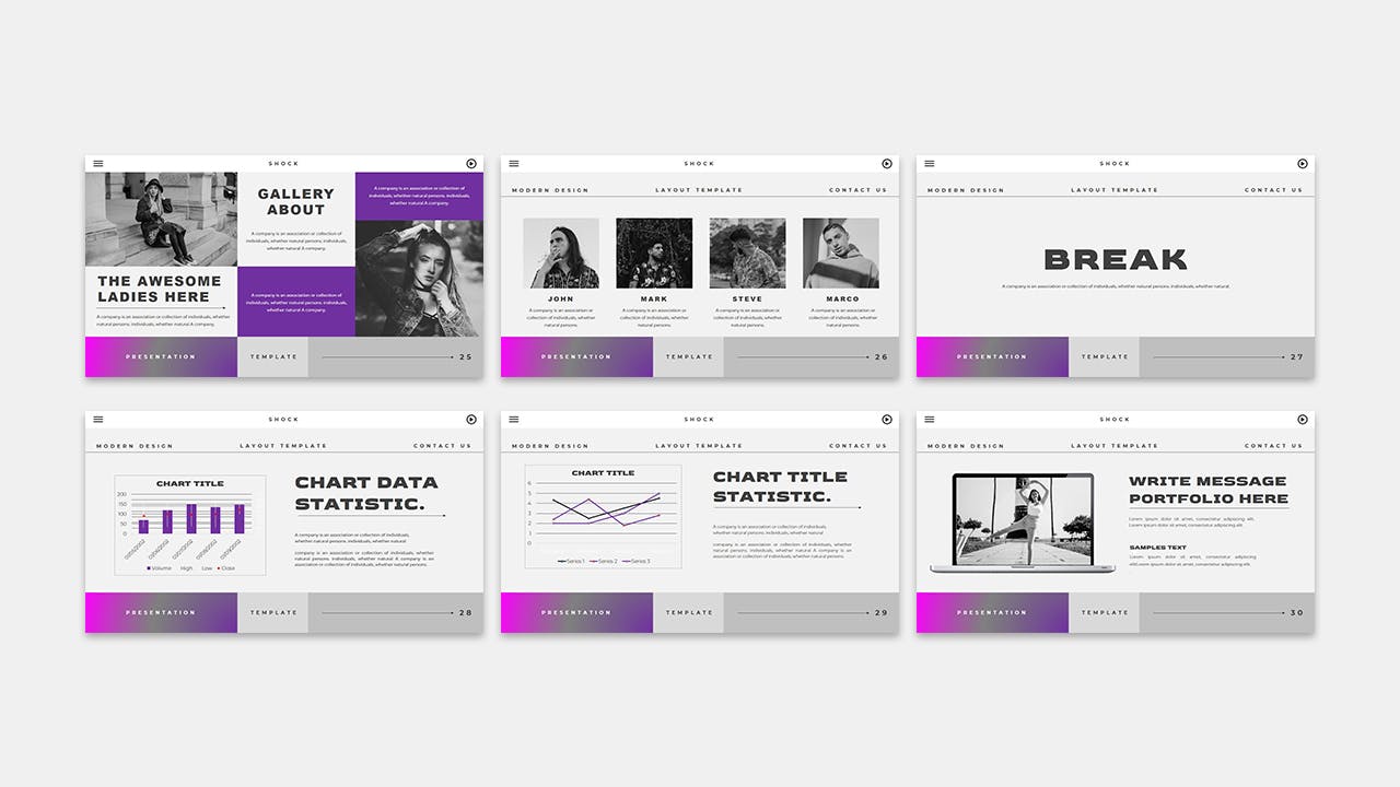 时尚模特摄影幻灯片演示PPT模板 Shock – Business Presentation PowerPoint Template 幻灯图表 第6张-素材湾丨精选海外优质设计素材资源 时尚模特摄影幻灯片演示PPT模板 Shock – Business Presentation PowerPoint Template 幻灯图表 sucaiwan.com