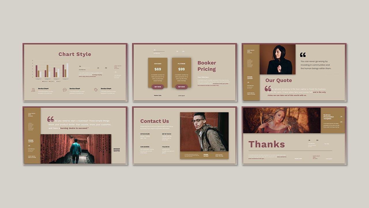 时尚作品集PPT设计模板 Booker – Business Presentation PowerPoint Template 幻灯图表 第4张-素材湾丨精选海外优质设计素材资源 时尚作品集PPT设计模板 Booker – Business Presentation PowerPoint Template 幻灯图表 sucaiwan.com