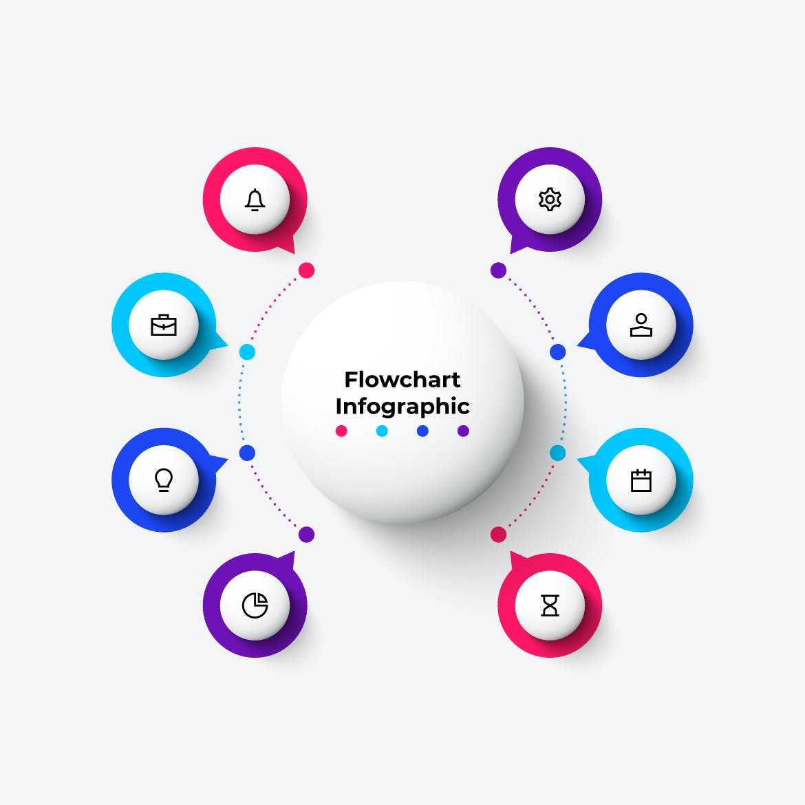 创意流程图信息图表元素集 Infographics Elements Set 幻灯图表 sucaiwan.com