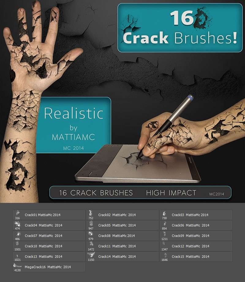 Photoshop破裂灰烬特效笔刷 笔刷资源 sucaiwan.com