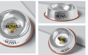 不锈钢宠物狗碗设计样机 Steel Dog Bowl Mockups