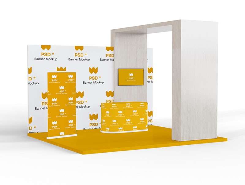 11套展销会展台展位设计样机模板PSD 样机素材 sucaiwan.com