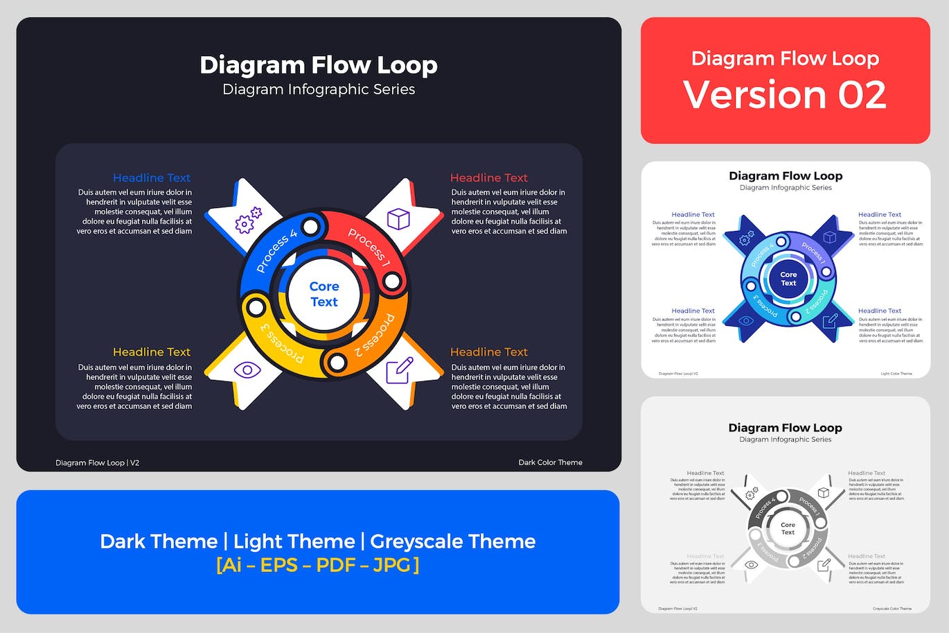 圆环流程图表矢量素材v2 Diagram Flow Loop V2 幻灯图表 sucaiwan.com