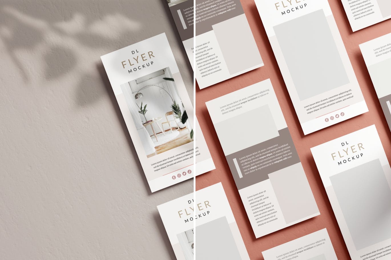 等距DL尺寸宣传单设计样机 Multi Vertical Flyer Mockup 样机素材 sucaiwan.com