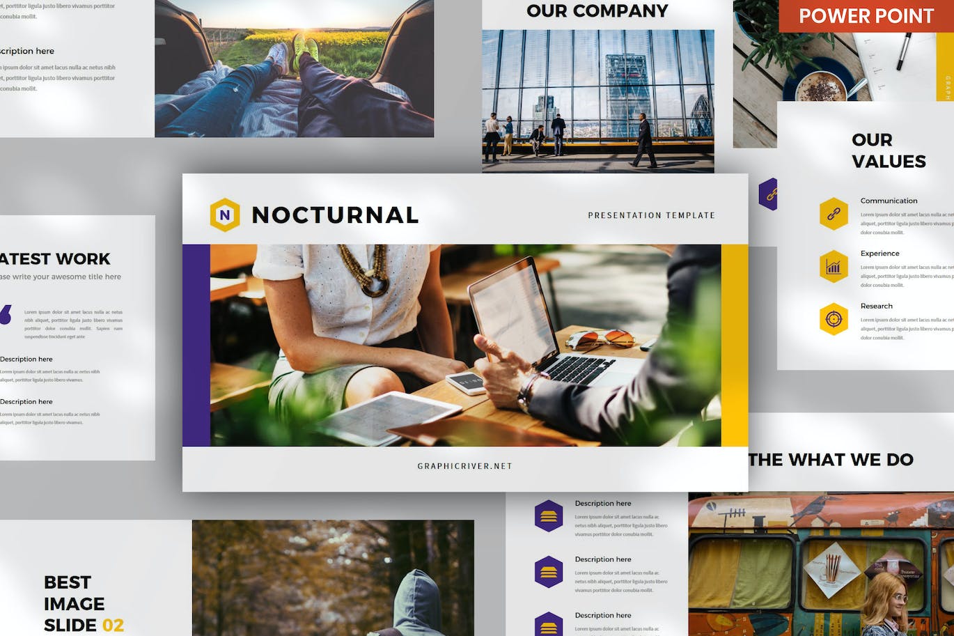 公司产品介绍PPT模板 Nocturnal Business PowerPoint 幻灯图表 sucaiwan.com