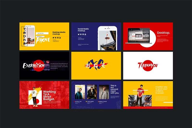 时尚日式风格PPT模板 样机素材 sucaiwan.com