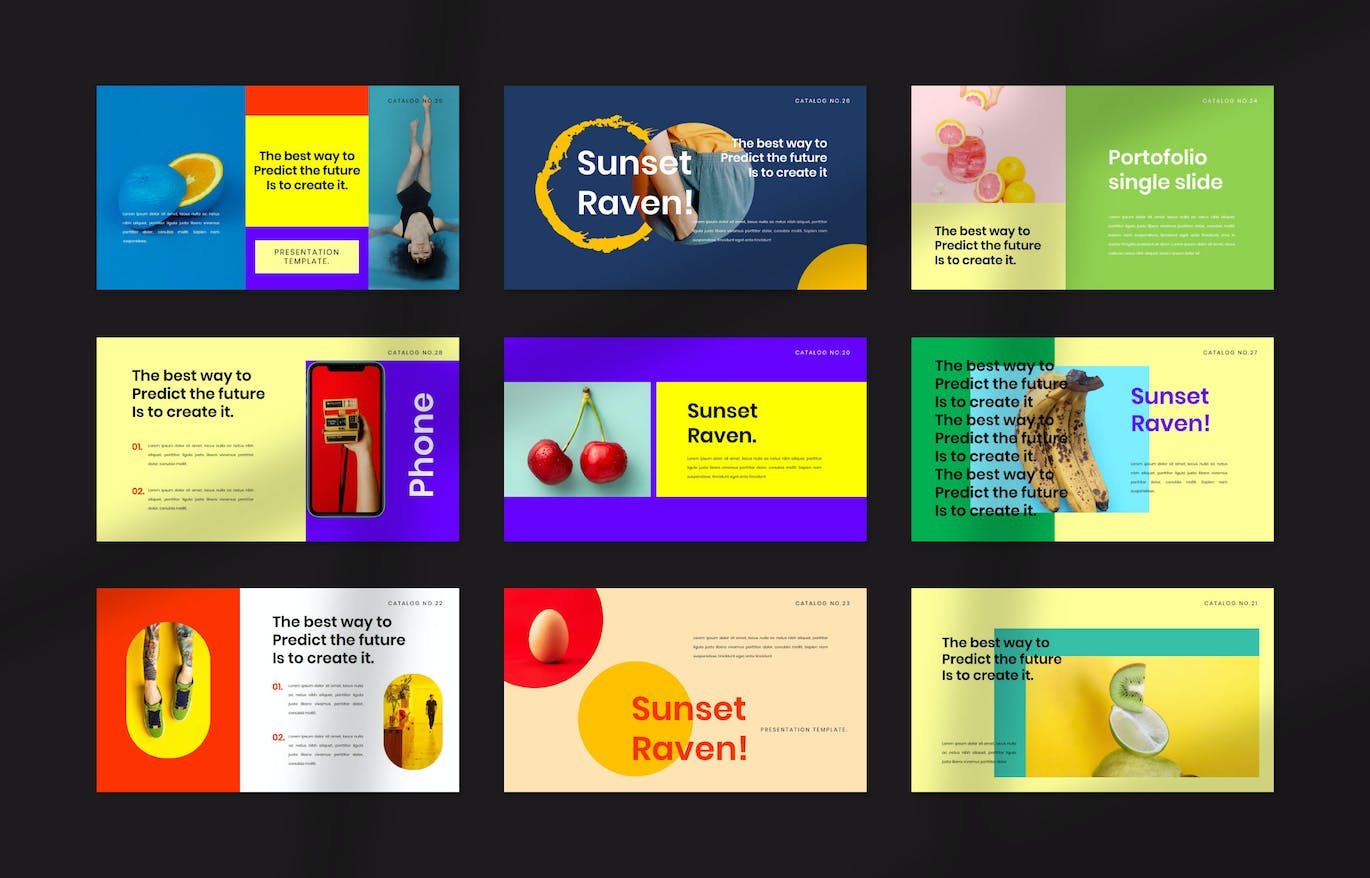 摄影/作品集PPT创意模板 Raven PowerPoint 幻灯图表 sucaiwan.com