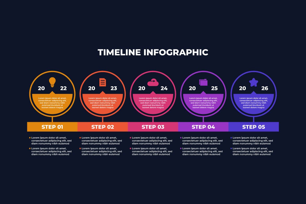 年度时间线商业圆形信息图表设计 Year Timeline Business Infographic Design APP UI sucaiwan.com
