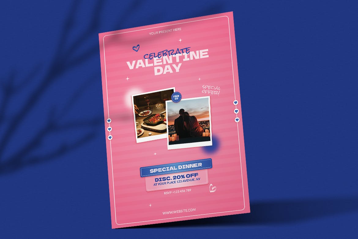情人节粉色宣传单素材 Sille – Valentine Day Flyer 设计素材 sucaiwan.com