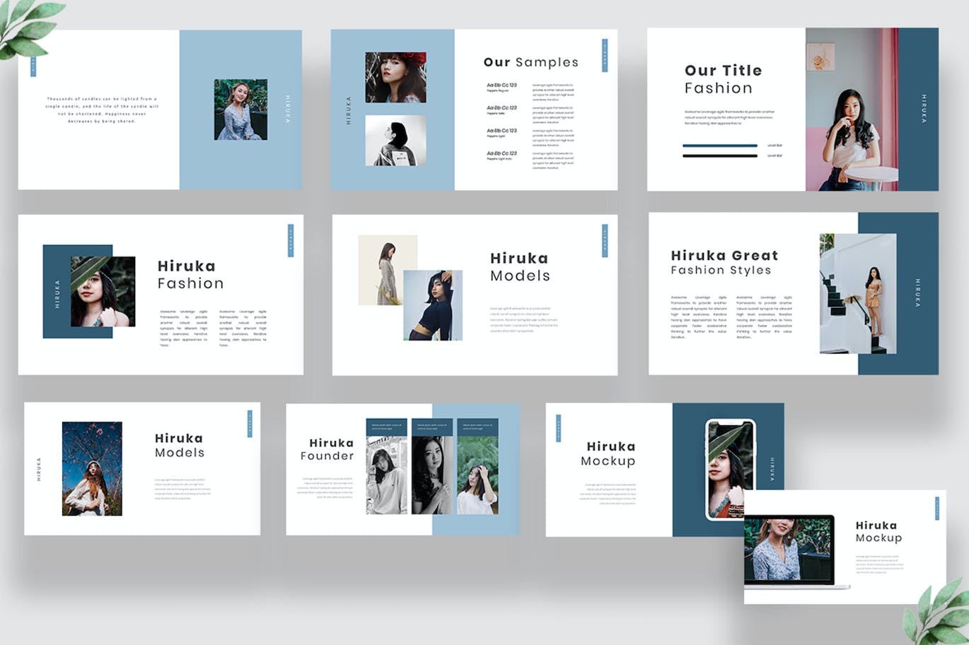 时装产品发布Powerpoint模板下载 Hiruka Powerpoint Template 幻灯图表 sucaiwan.com