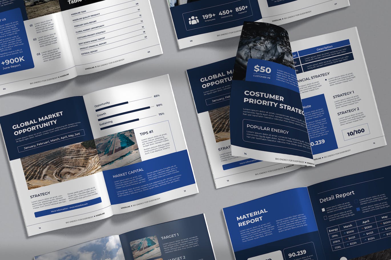 年度报告杂志设计模板 MINE – ANNUAL REPORT 幻灯图表 sucaiwan.com