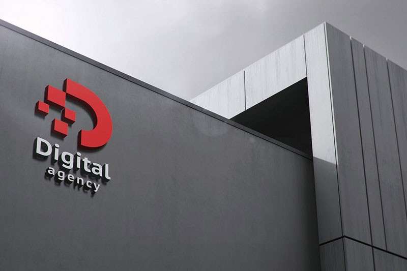 企业大楼标志LOGO展示样机PSD模板 样机素材 sucaiwan.com