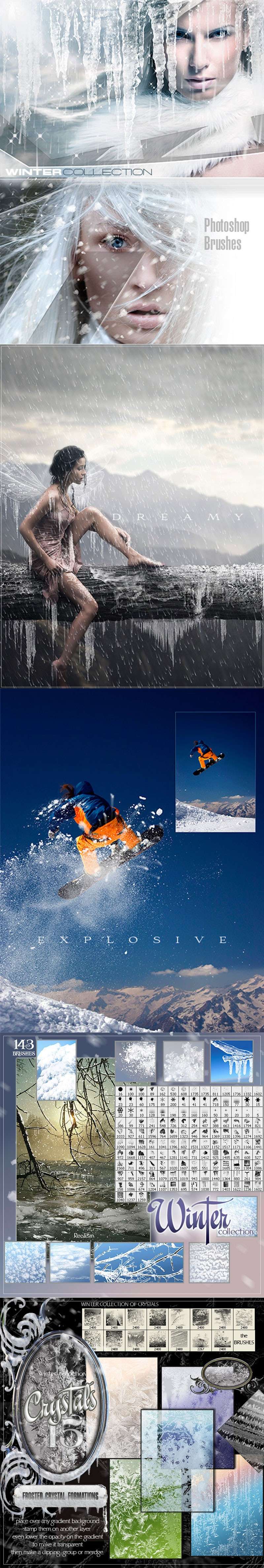 冬季雪花冰柱ps笔刷套装 笔刷资源 sucaiwan.com