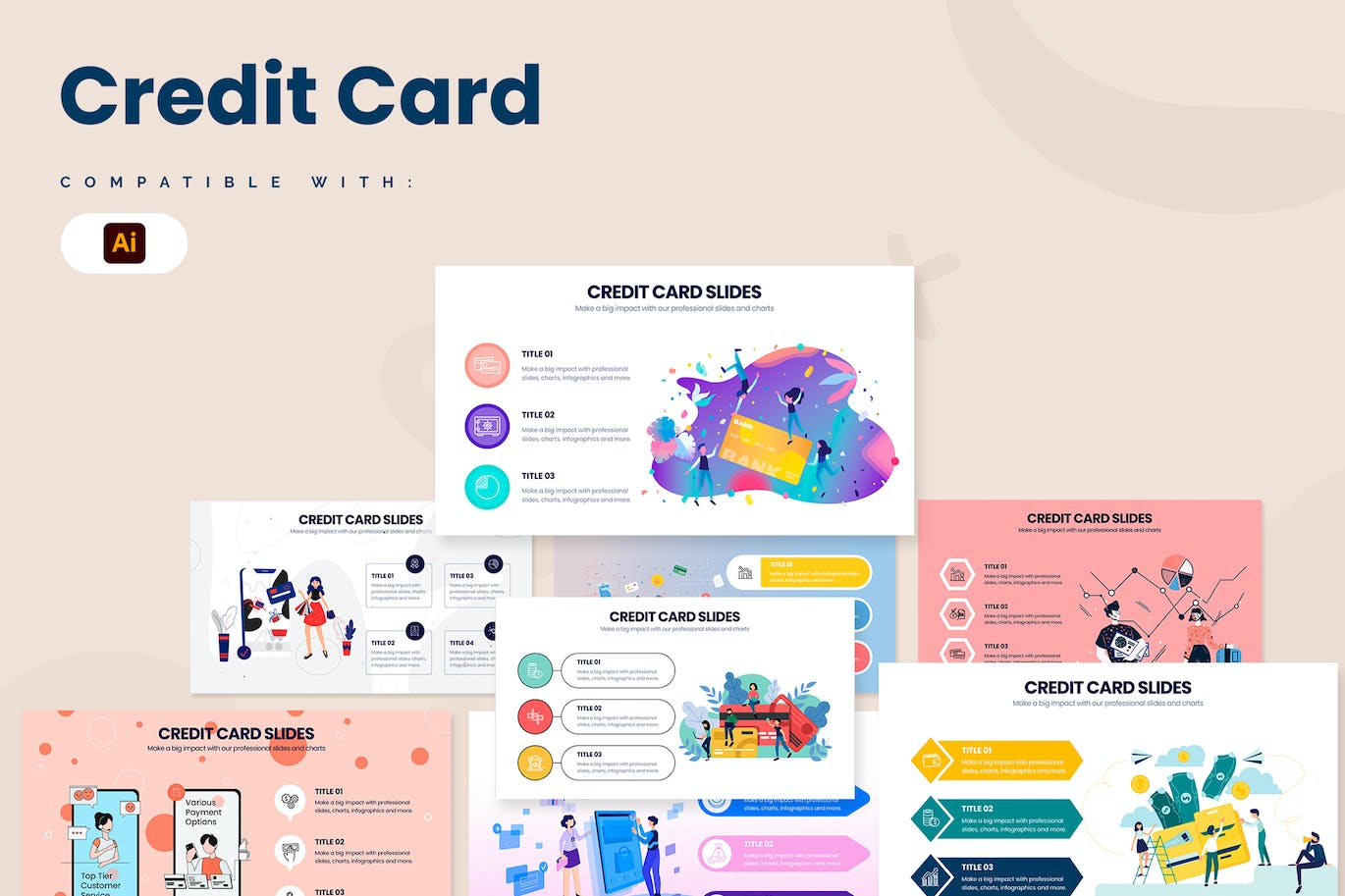 信用卡生活信息图表矢量模板 Business Credit Card Illustrator Infographics 幻灯图表 sucaiwan.com