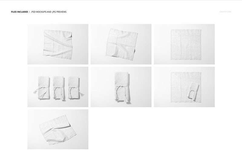 棉质亚麻布餐巾设计样机PSD 样机素材 sucaiwan.com