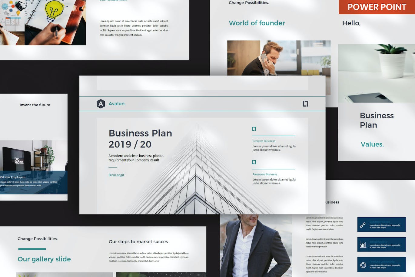 企业管理PPT设计模板 Avalon Business PowerPoint 幻灯图表 sucaiwan.com