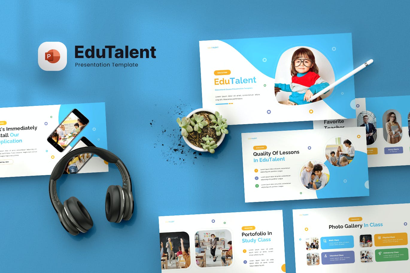 儿童教育课程PPT模板 EduTalent – Children Education Powerpoint Template 幻灯图表 sucaiwan.com
