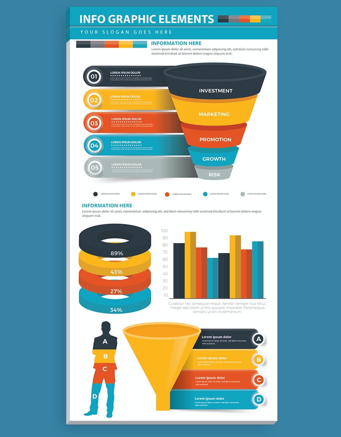 数据步骤信息图表元素模板 Infographic Elements 幻灯图表 sucaiwan.com