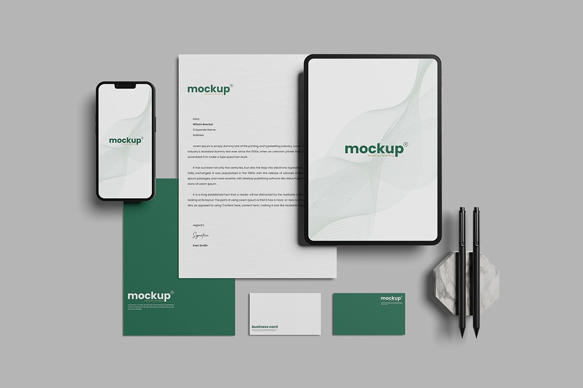 企业VI展示文具品牌样机 FA – Stationery Branding Mockup 样机素材 sucaiwan.com
