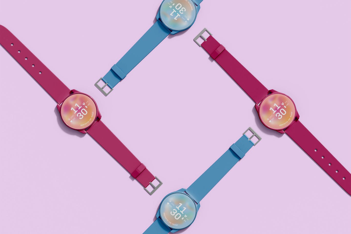 数字智能手表圆形屏幕样机 Digital Smartwatch Screen Mockup 样机素材 sucaiwan.com