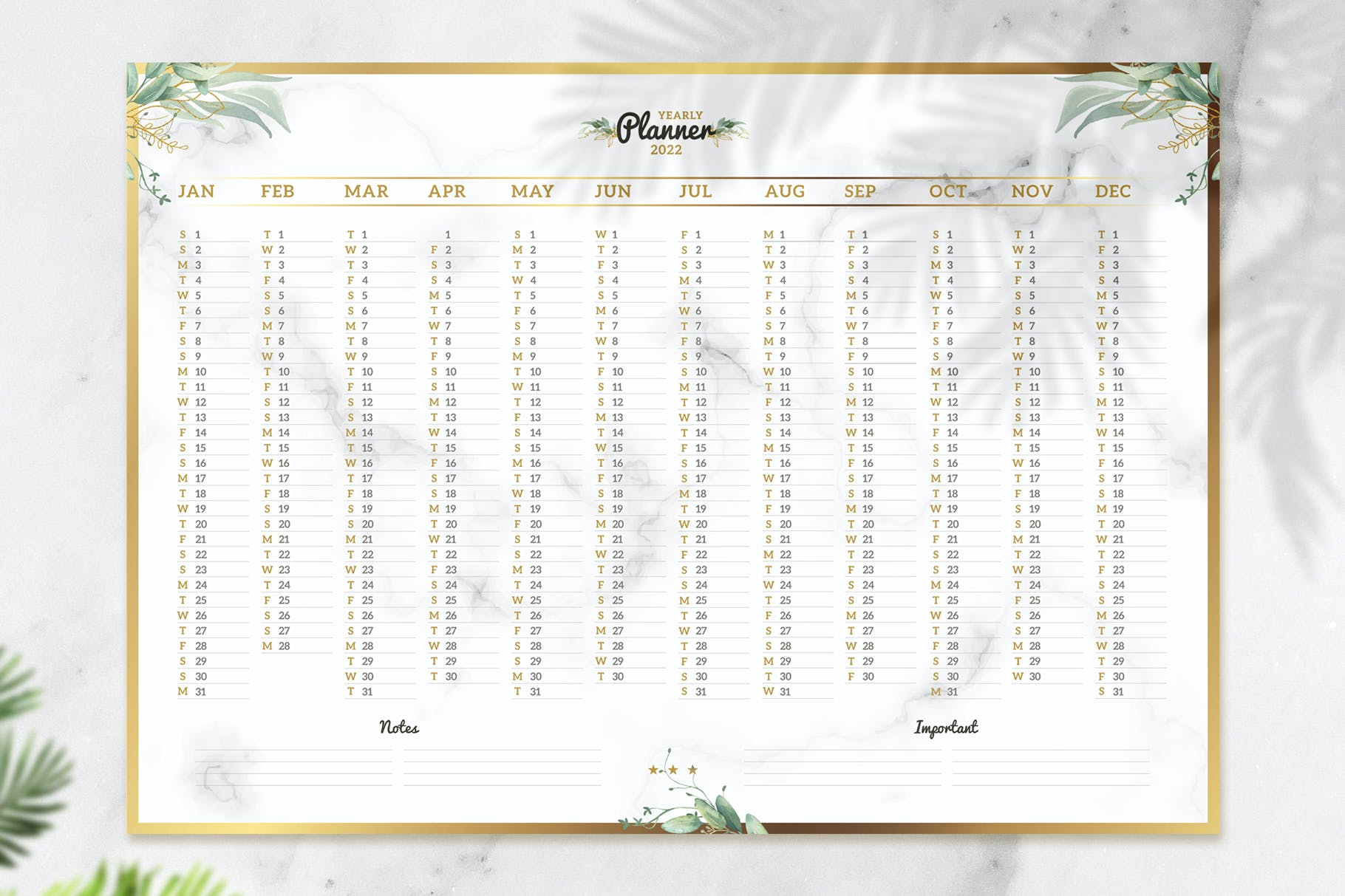 A3年度计划设计模板 Lux yearly planner A3 设计素材 sucaiwan.com