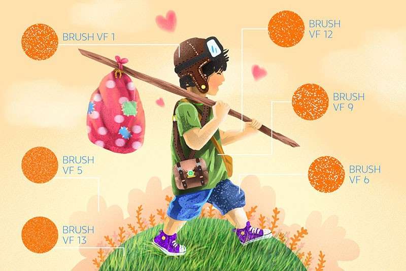 颗粒插画PS+Procreate笔刷套装 笔刷资源 sucaiwan.com