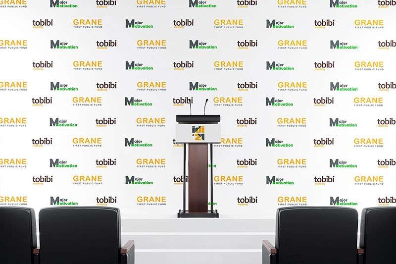 发布会背景广告牌设计展示样机PSD模板 样机素材 sucaiwan.com