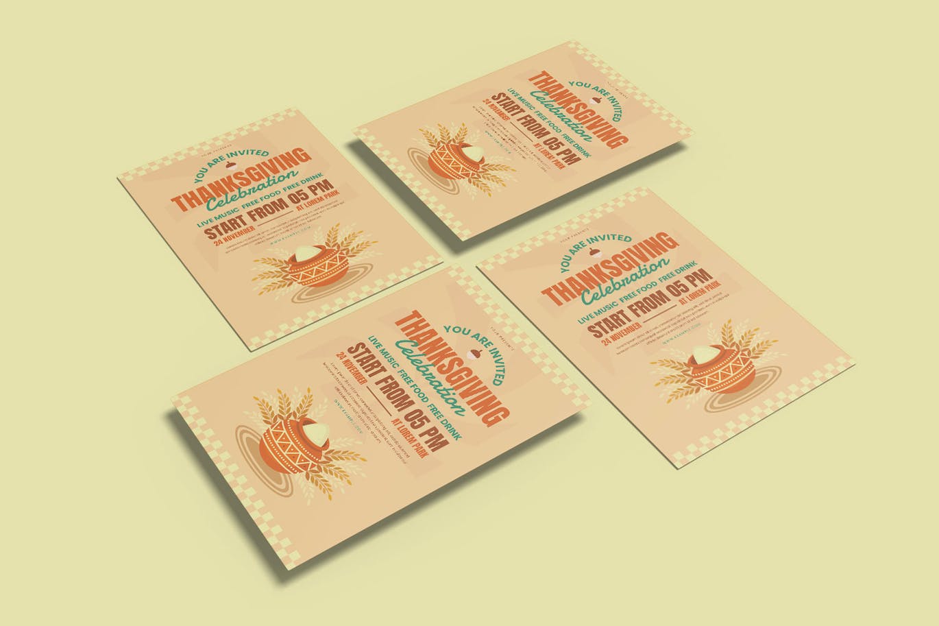 感恩节海报传单设计模板 Thanksgiving Flyer Template 设计素材 sucaiwan.com