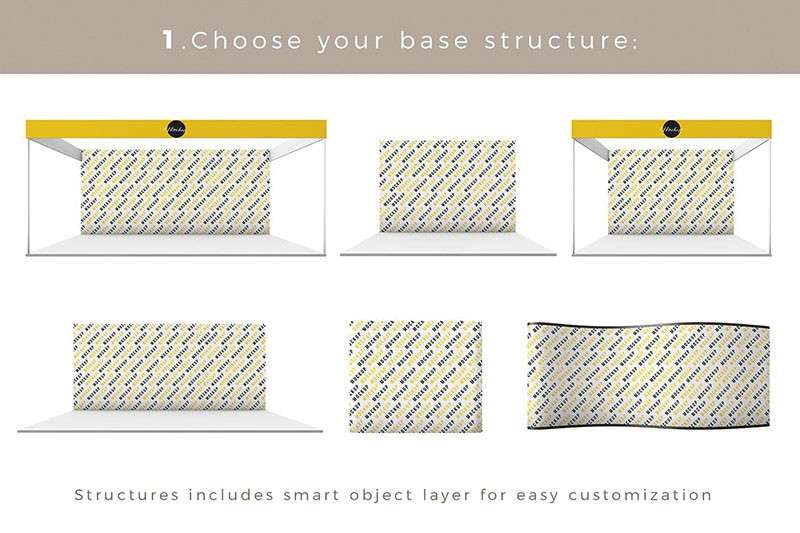 前台展厅接待台展位设计样机模板PSD 样机素材 sucaiwan.com
