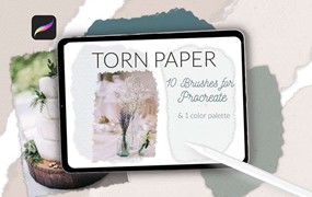 Procreate撕纸水彩遮罩笔刷