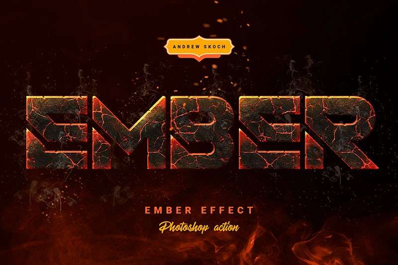 火焰灰烬文字特效PS动作 插件预设 sucaiwan.com