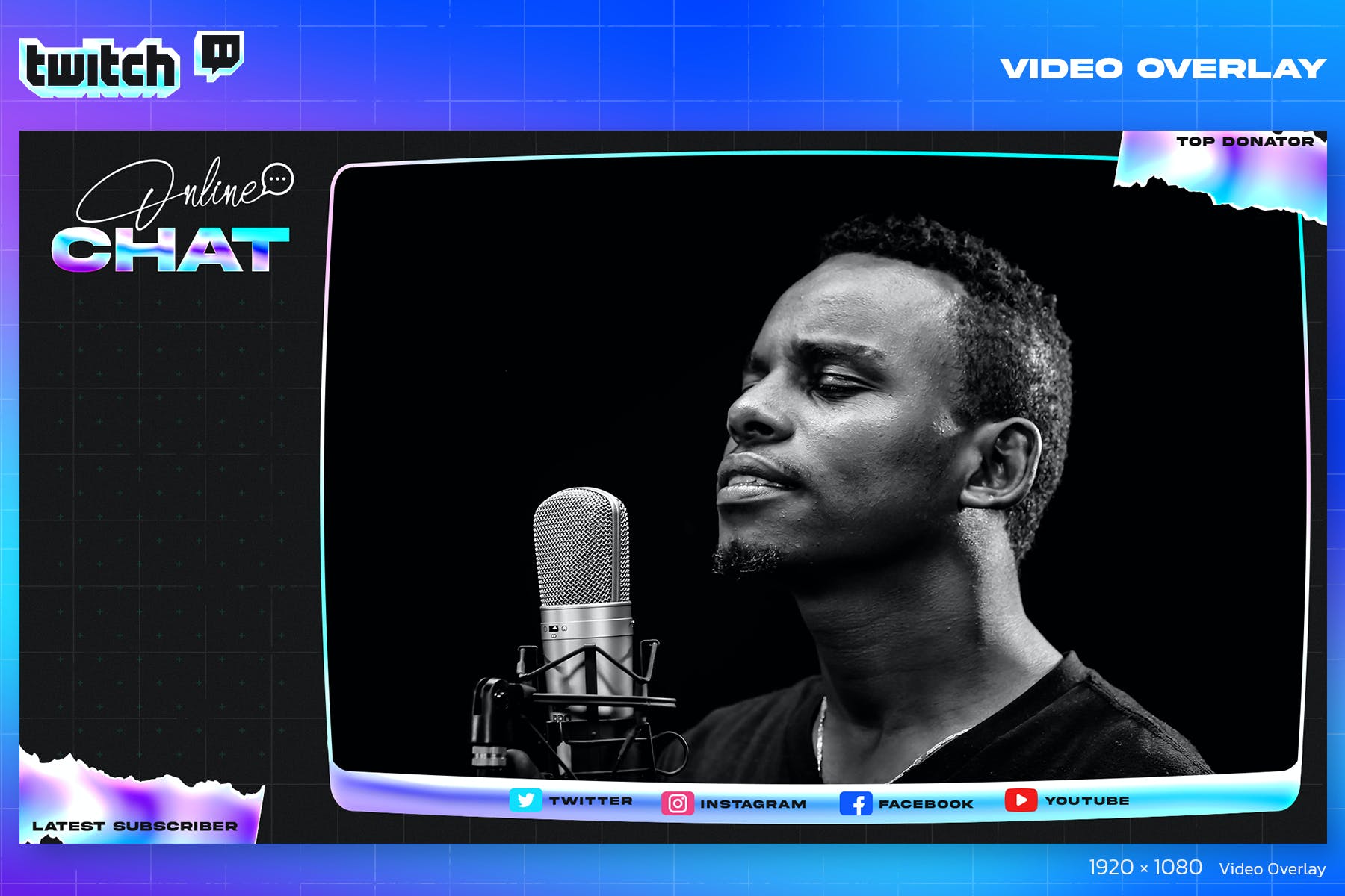 全息主题播客频道Twitch平台界面设计套件 Holographic Podcast Twitch Kit APP UI sucaiwan.com