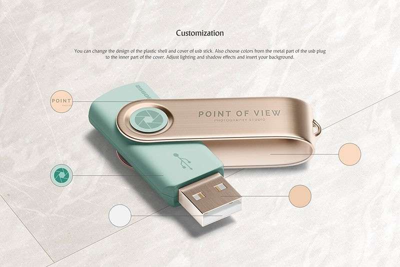 金属旋转U盘设计展示样机PSD模板 样机素材 sucaiwan.com