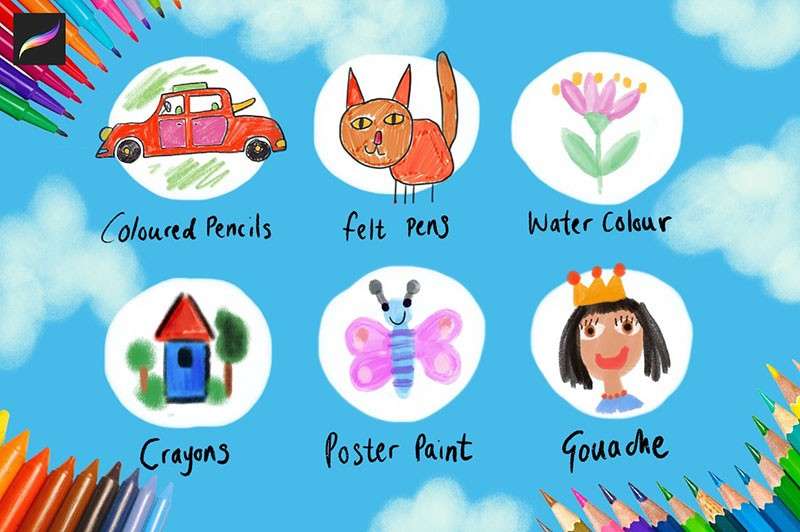 23个儿童水彩画Procreate笔刷 笔刷资源 sucaiwan.com