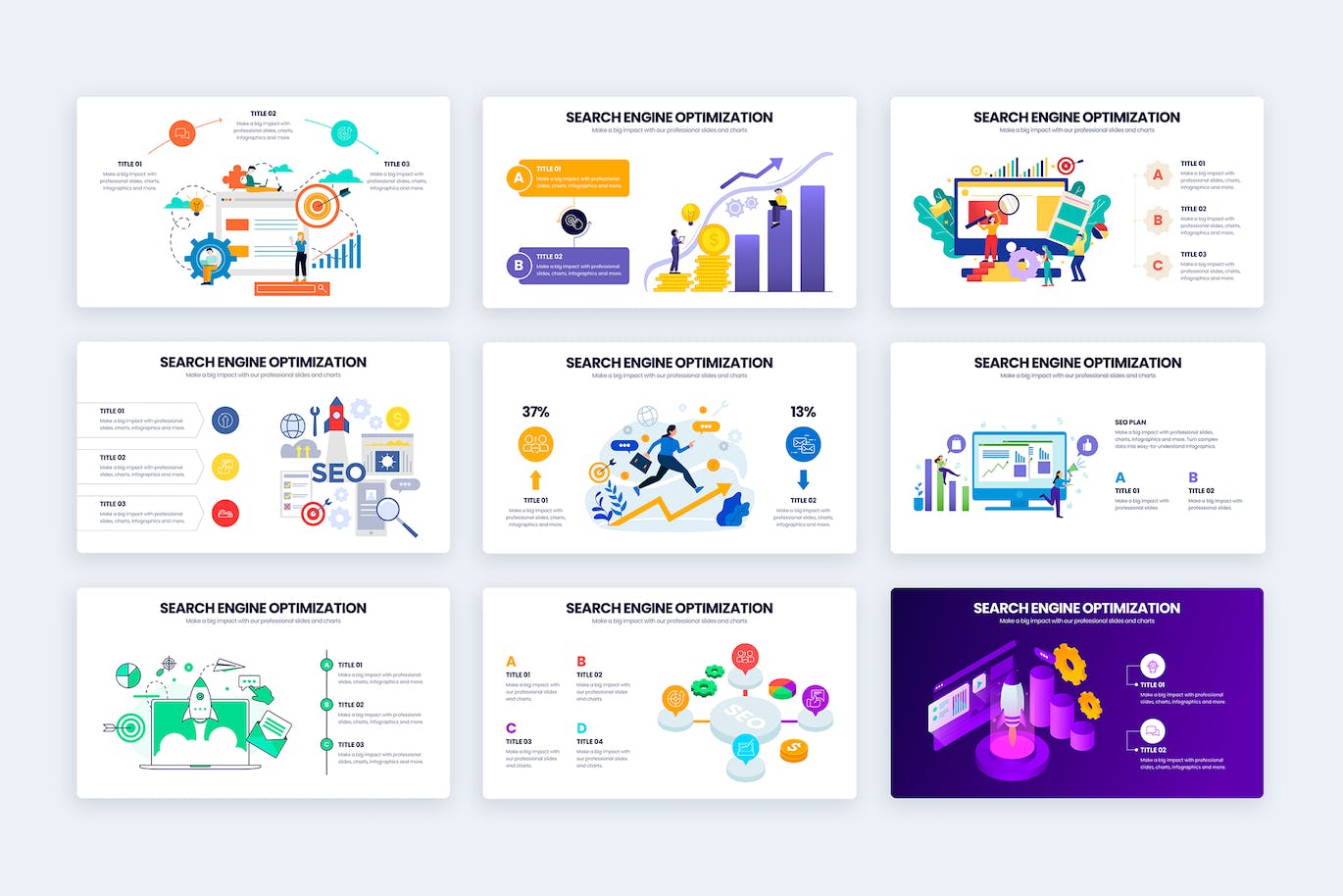 营销SEO信息图表矢量模板 Marketing SEO Illustrator Infographics 幻灯图表 sucaiwan.com