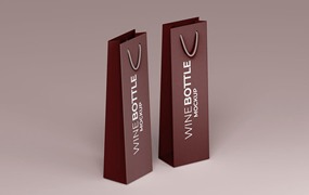 葡萄酒购物袋品牌设计样机 Wine Shopping Bag Mockup