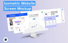 等距网站屏幕UI样机 Isometric Website Screen Mockup