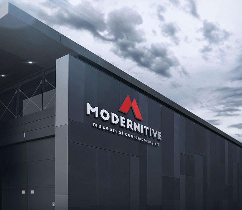 办公楼外墙立体LOGO标志牌样机模板PSD 样机素材 sucaiwan.com