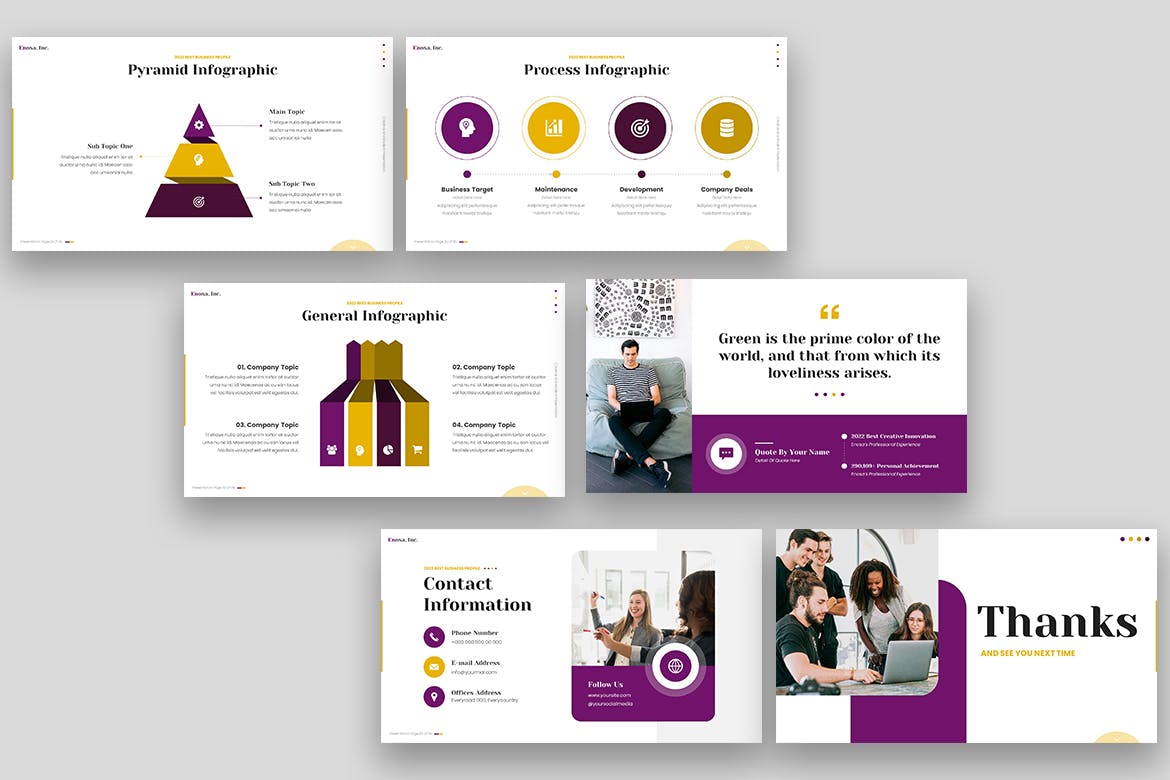 企业文化介绍PPT创意模板 Enosa – Business Powerpoint 幻灯图表 sucaiwan.com