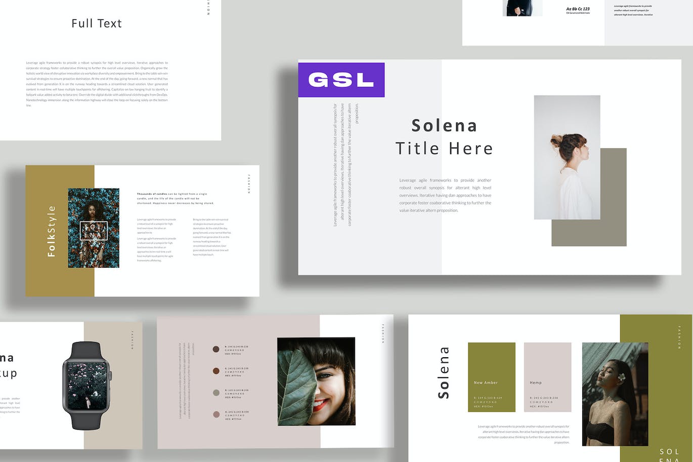 Lookbook作品图册Powerpoint幻灯片模板 Solena Lookbook Powerpoint 幻灯图表 sucaiwan.com